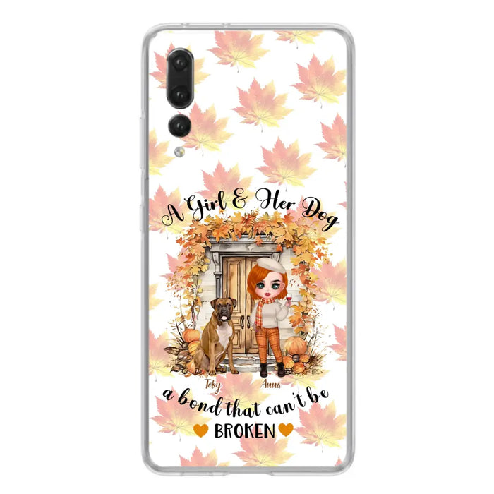 Custom Personalized Fall And Dogs Phone Case - Gift Idea for Dog Lovers - Upto 6 Dogs - A Girl & Her Dogs A Bond That Can't Be Broken - Case For Xiaomi/ Oppo/ Huawei