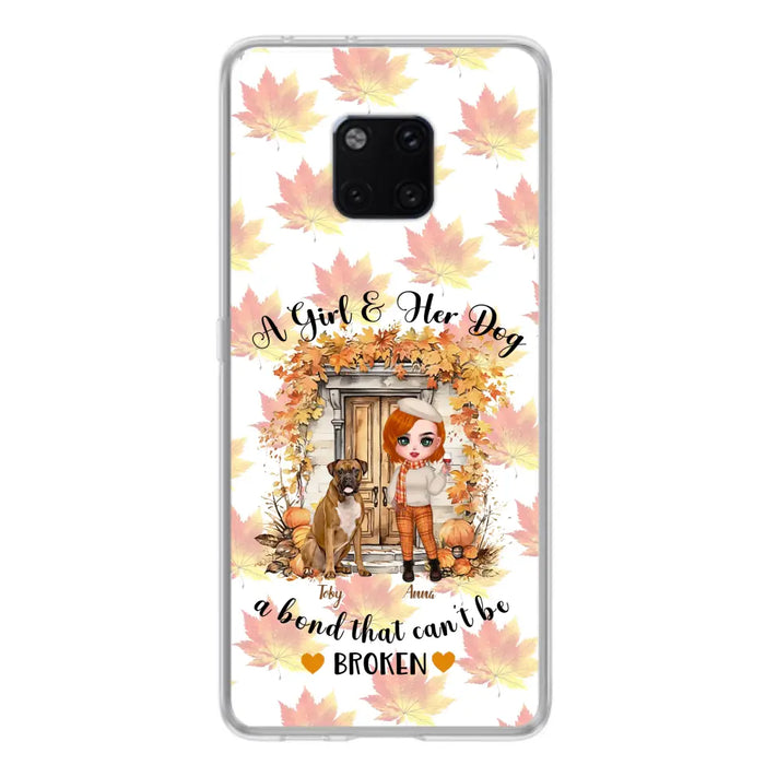 Custom Personalized Fall And Dogs Phone Case - Gift Idea for Dog Lovers - Upto 6 Dogs - A Girl & Her Dogs A Bond That Can't Be Broken - Case For Xiaomi/ Oppo/ Huawei