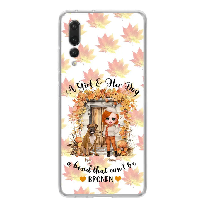 Custom Personalized Fall And Dogs Phone Case - Gift Idea for Dog Lovers - Upto 6 Dogs - A Girl & Her Dogs A Bond That Can't Be Broken - Case For Xiaomi/ Oppo/ Huawei