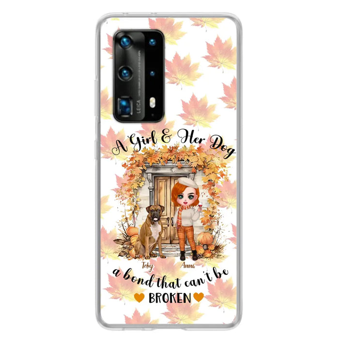 Custom Personalized Fall And Dogs Phone Case - Gift Idea for Dog Lovers - Upto 6 Dogs - A Girl & Her Dogs A Bond That Can't Be Broken - Case For Xiaomi/ Oppo/ Huawei