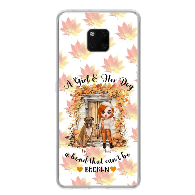 Personalized Fall And Dogs Phone Case - Gift Idea for Dog Lovers - Up to 6 Dogs - A Girl & Her Dogs A Bond That Can't Be Broken - Case For Xiaomi/ Oppo/ Huawei