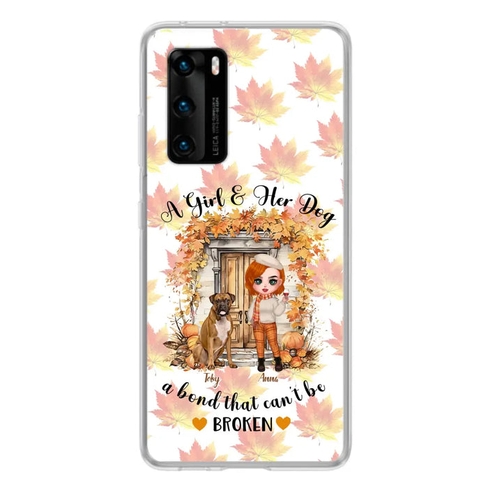 Custom Personalized Fall And Dogs Phone Case - Gift Idea for Dog Lovers - Upto 6 Dogs - A Girl & Her Dogs A Bond That Can't Be Broken - Case For Xiaomi/ Oppo/ Huawei