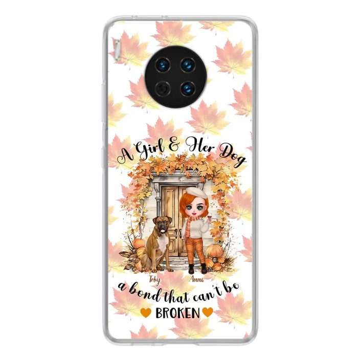 Custom Personalized Fall And Dogs Phone Case - Gift Idea for Dog Lovers - Upto 6 Dogs - A Girl & Her Dogs A Bond That Can't Be Broken - Case For Xiaomi/ Oppo/ Huawei