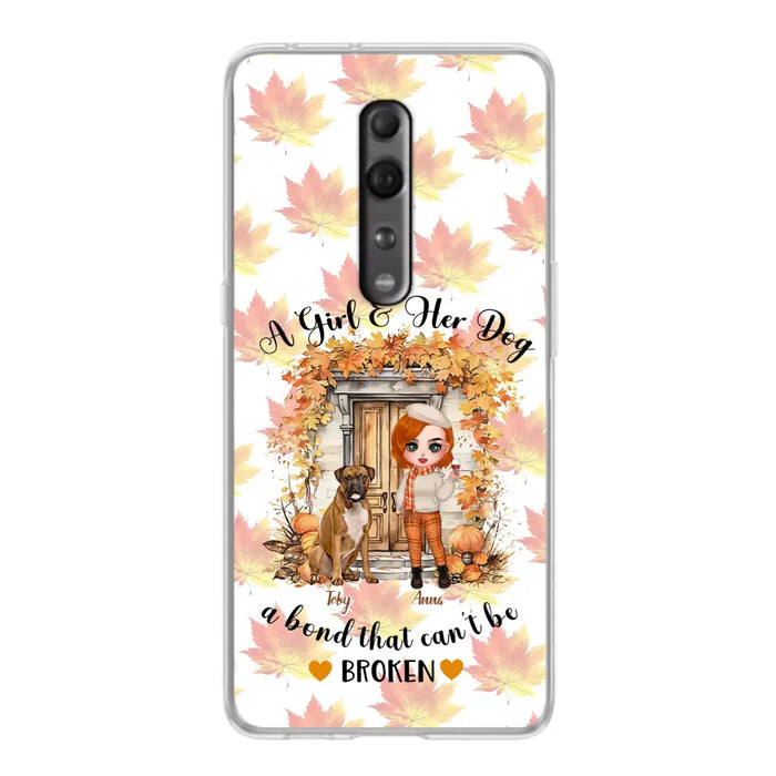 Custom Personalized Fall And Dogs Phone Case - Gift Idea for Dog Lovers - Upto 6 Dogs - A Girl & Her Dogs A Bond That Can't Be Broken - Case For Xiaomi/ Oppo/ Huawei