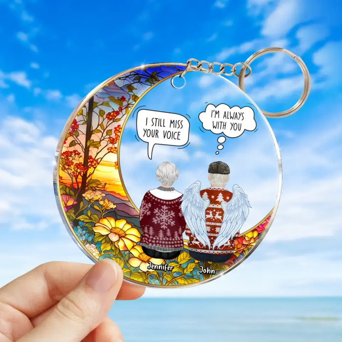 Custom Personalized Memorial Couple Suncatcher Acrylic Keychain - Memorial Gift Idea For Husband/ Wife - I Still Talk About You