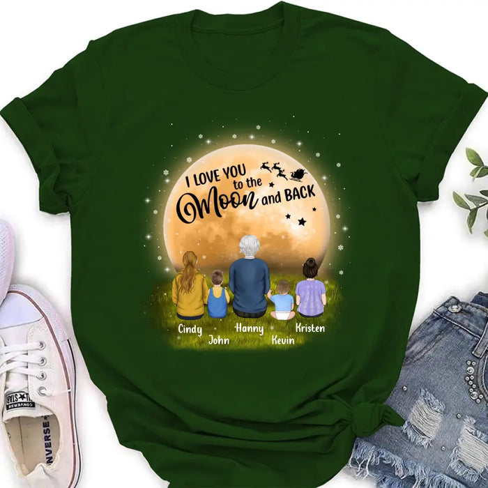 Personalized Grandma Shirt/Hoodie - Gift Idea For Grandma - Up to 4 Children - I Love You To The Moon & Back