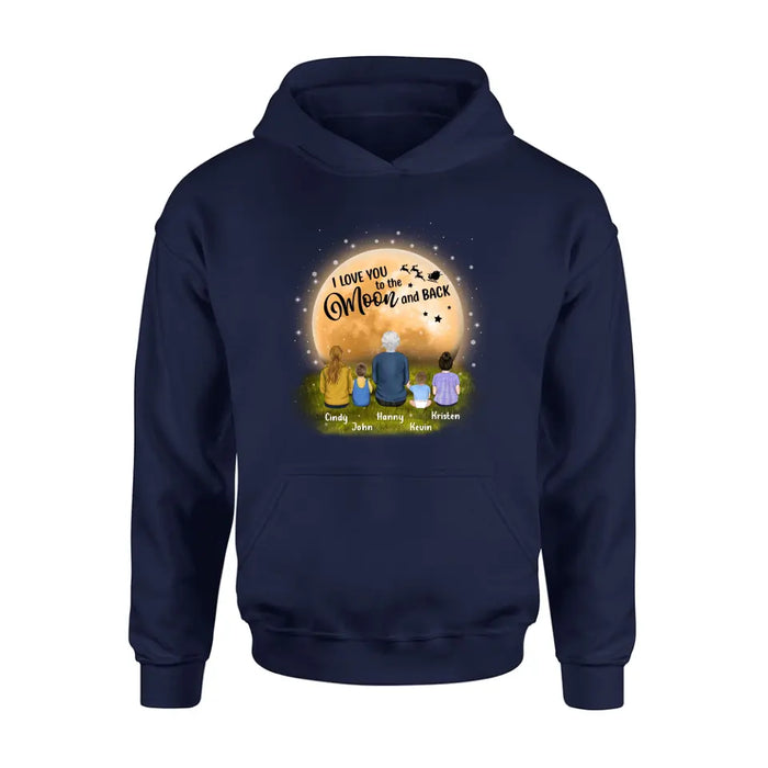 Personalized Grandma Shirt/Hoodie - Gift Idea For Grandma - Up to 4 Children - I Love You To The Moon & Back