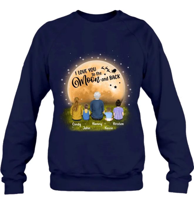 Personalized Grandma Shirt/Hoodie - Gift Idea For Grandma - Up to 4 Children - I Love You To The Moon & Back