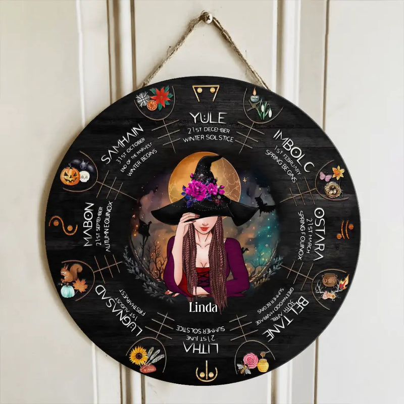 Custom Personalized Witch Wooden Sign - Gift Idea For Halloween/Wicca Decor/Pagan Decor