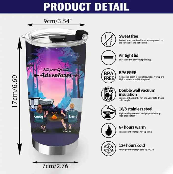 Personalized Camping Tumbler - Full Option - Best Gift For Camping Lovers - Fill Your Life With Adventures