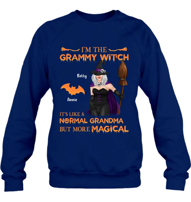 I'm The Grammy Witch It's Like A Normal Grandma But More Magical - Personalized Witch Unisex T-shirt/ Long Sleeve/ Sweatshirt/ Hoodie - Gift Idea For Halloween/ Witch/ Grandma with up to 5 Kids