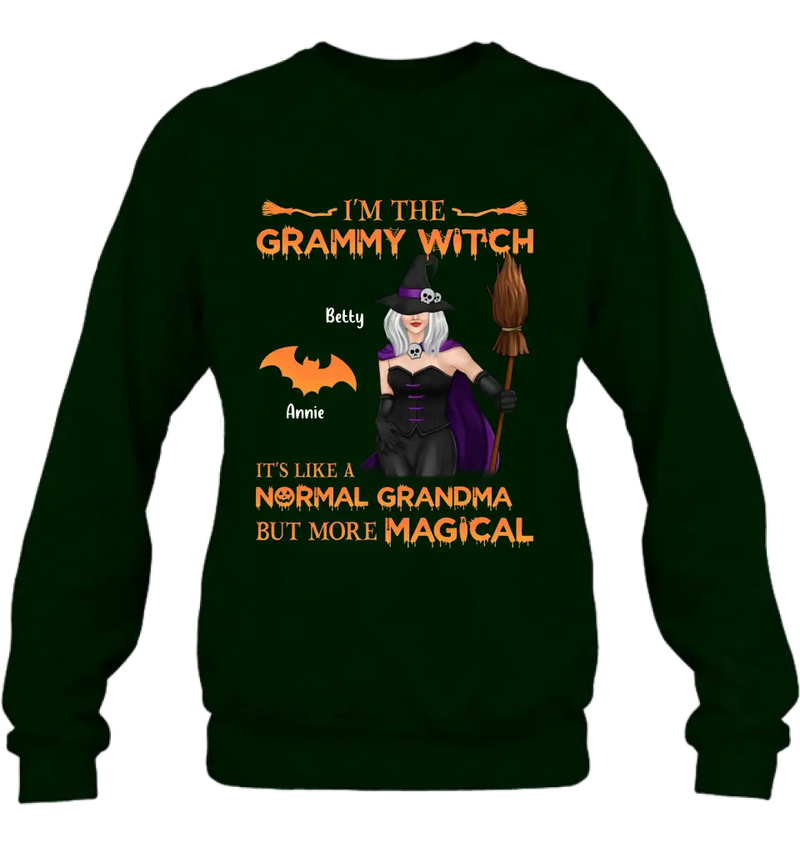 I'm The Grammy Witch It's Like A Normal Grandma But More Magical - Personalized Witch Unisex T-shirt/ Long Sleeve/ Sweatshirt/ Hoodie - Gift Idea For Halloween/ Witch/ Grandma with up to 5 Kids