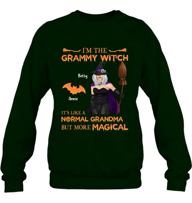 I'm The Grammy Witch It's Like A Normal Grandma But More Magical - Personalized Witch Unisex T-shirt/ Long Sleeve/ Sweatshirt/ Hoodie - Gift Idea For Halloween/ Witch/ Grandma with up to 5 Kids