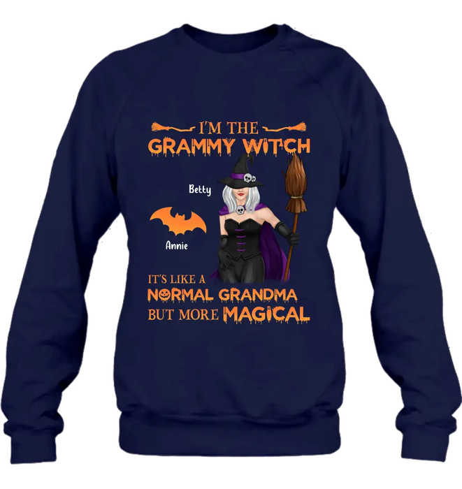 I'm The Grammy Witch It's Like A Normal Grandma But More Magical - Personalized Witch Unisex T-shirt/ Long Sleeve/ Sweatshirt/ Hoodie - Gift Idea For Halloween/ Witch/ Grandma with up to 5 Kids