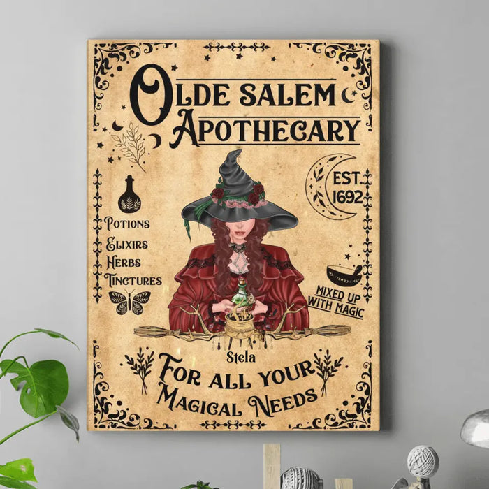 Custom Personalized Witch Canvas - Halloween Gift Idea For Witch Lovers - Witchy Decor - Olde Salem Apothecary