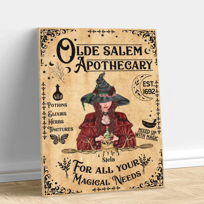 Custom Personalized Witch Canvas - Halloween Gift Idea For Witch Lovers - Witchy Decor - Olde Salem Apothecary