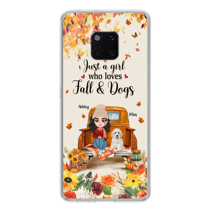 Custom Personalized Dog Mom Autumn Phone Case - Gift Idea For Dog Lovers - Upto 5 Dogs - Case For Xiaomi/ Oppo/ Huawei - Just A Girl Who Loves Fall & Dogs