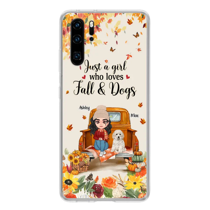 Custom Personalized Dog Mom Autumn Phone Case - Gift Idea For Dog Lovers - Upto 5 Dogs - Case For Xiaomi/ Oppo/ Huawei - Just A Girl Who Loves Fall & Dogs