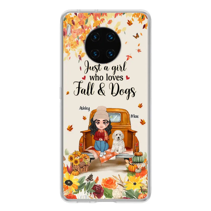 Custom Personalized Dog Mom Autumn Phone Case - Gift Idea For Dog Lovers - Upto 5 Dogs - Case For Xiaomi/ Oppo/ Huawei - Just A Girl Who Loves Fall & Dogs