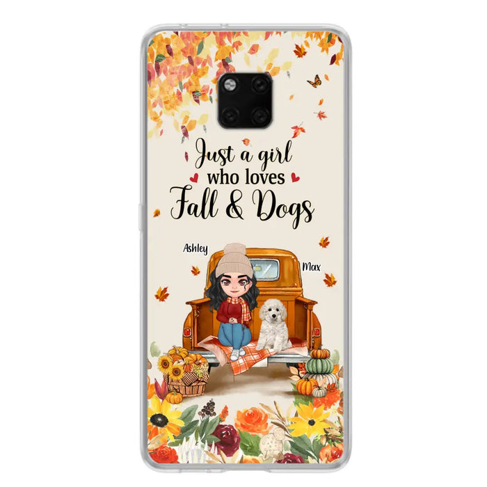 Custom Personalized Dog Mom Autumn Phone Case - Gift Idea For Dog Lovers - Upto 5 Dogs - Case For Xiaomi/ Oppo/ Huawei - Just A Girl Who Loves Fall & Dogs