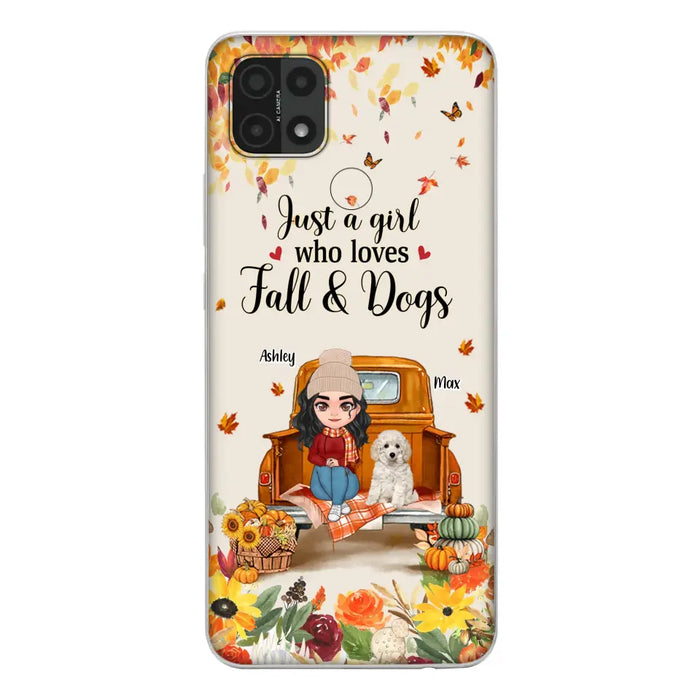 Custom Personalized Dog Mom Autumn Phone Case - Gift Idea For Dog Lovers - Upto 5 Dogs - Case For Xiaomi/ Oppo/ Huawei - Just A Girl Who Loves Fall & Dogs