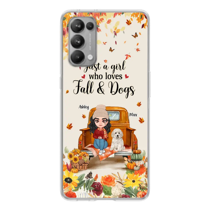 Custom Personalized Dog Mom Autumn Phone Case - Gift Idea For Dog Lovers - Upto 5 Dogs - Case For Xiaomi/ Oppo/ Huawei - Just A Girl Who Loves Fall & Dogs