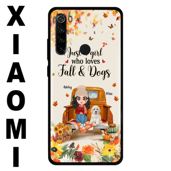 Custom Personalized Dog Mom Autumn Phone Case - Gift Idea For Dog Lovers - Upto 5 Dogs - Case For Xiaomi/ Oppo/ Huawei - Just A Girl Who Loves Fall & Dogs