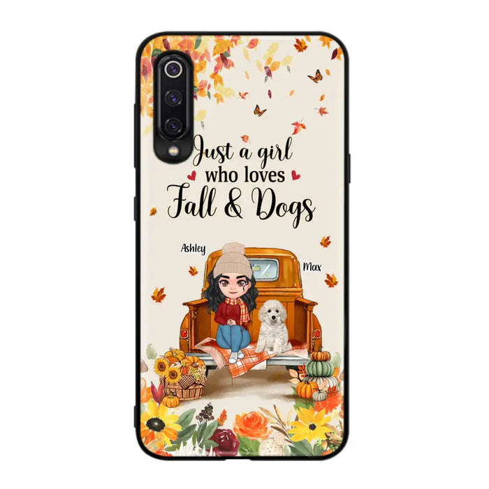 Custom Personalized Dog Mom Autumn Phone Case - Gift Idea For Dog Lovers - Upto 5 Dogs - Case For Xiaomi/ Oppo/ Huawei - Just A Girl Who Loves Fall & Dogs