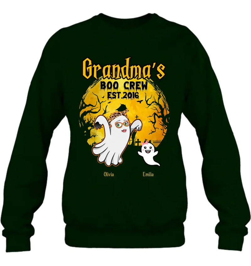 Personalized Grandma Shirt/Hoodie - Halloween Gift For Grandma - Up to 7 Kids - Grandma's Boo Crew