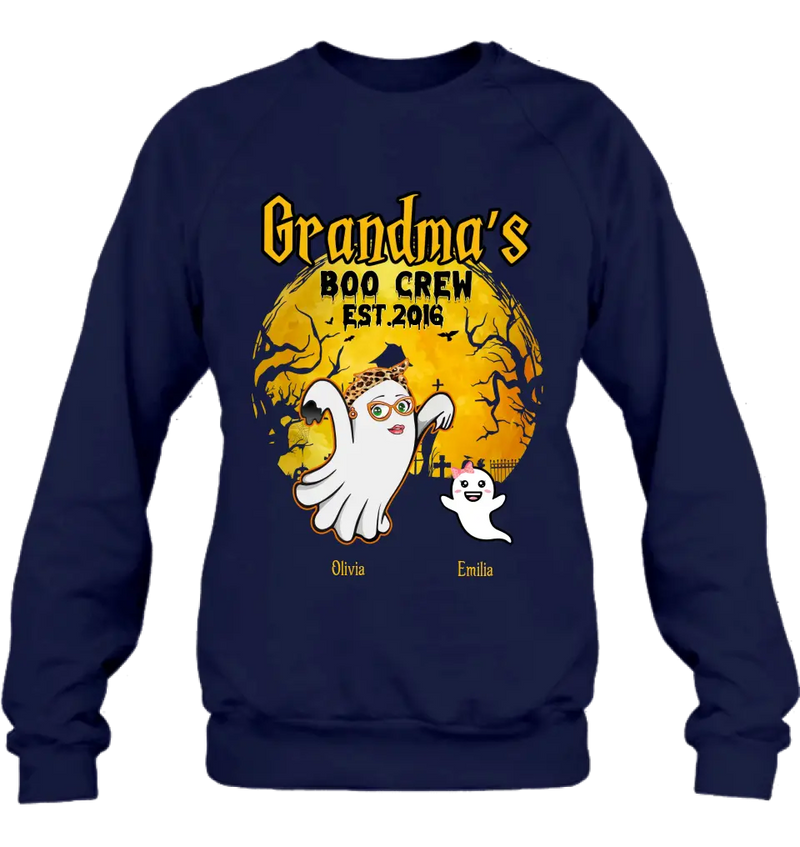 Personalized Grandma Shirt/Hoodie - Halloween Gift For Grandma - Up to 7 Kids - Grandma's Boo Crew