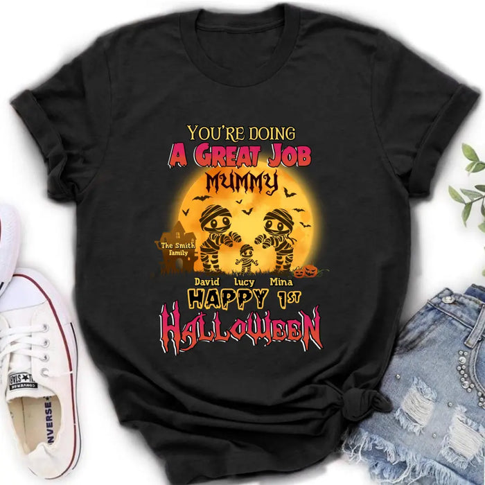 Personalized 1st Halloween Shirt/Baby Onesie - Gift Idea For Halloween/Family -You're Doing A Great Job Mummy Happy 1st Halloween