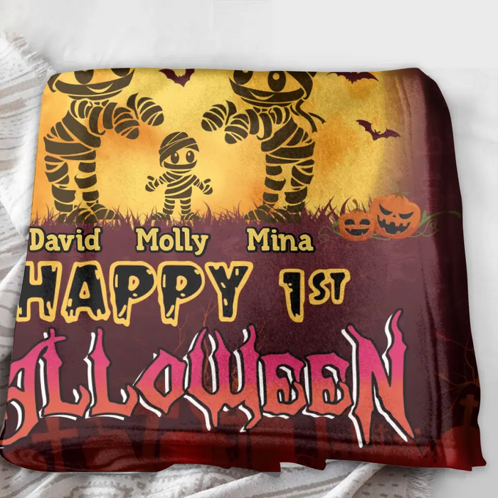 Personalized 1st Halloween Quilt/Single Layer Fleece Blanket - Gift Idea For Halloween/Family -You're Doing A Great Job Mummy Happy 1st Halloween