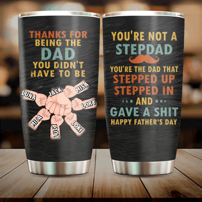 Custom Personalized Step Father Tumbler - Gift Idea For Father's Day - Upto 6 Kids