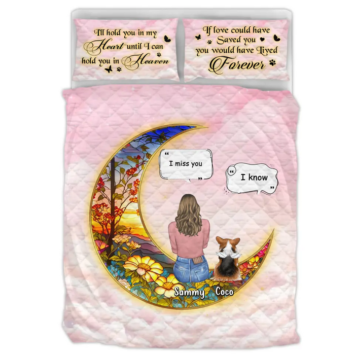 Custom Personalized Memorial Pet Quilt Bed Set - Upto 3 Dogs/Cats/Rabbits - Memorial Gift Idea for Pet Owners