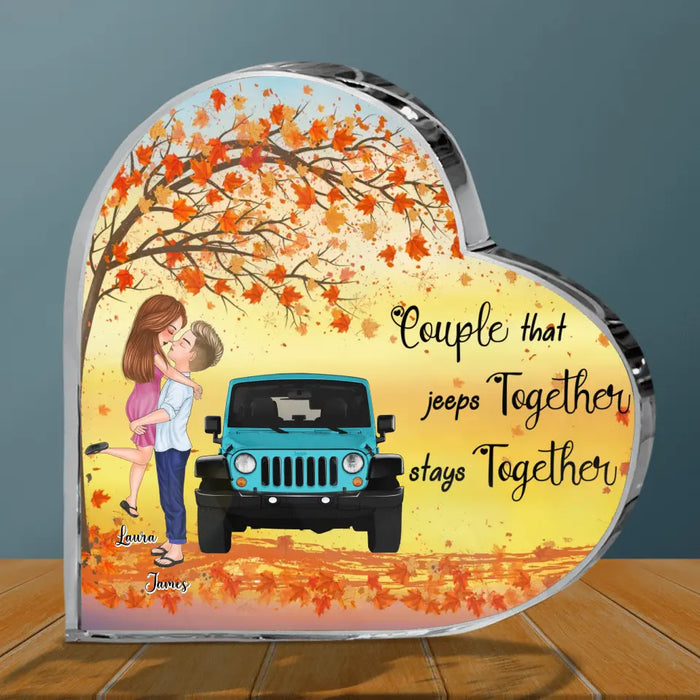 Couple That Jeeps Together Stays Together - Personalized Couple Crystal Heart - Gift Idea For Couple/ Her/ Him/ Off-road Lovers