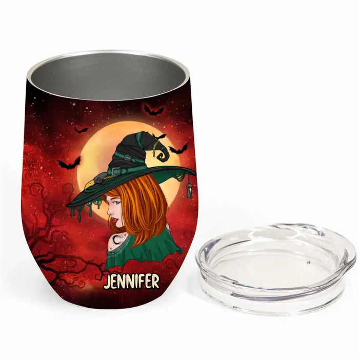 Custom Personalized Witch Wine Tumbler - Gift Idea For Witch Lover/ Halloween - When They Saw My Head Down They Thought They'd Won