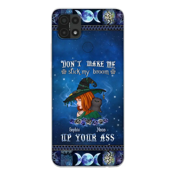 Personalized Witch Phone Case - Gift Idea For Witch Lover/ Halloween - Don't Make Me Stick My Broom Up Your Ass - Case For Oppo/Xiaomi/Huawei