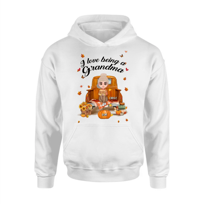 Custom Personalized Grandma Autumn Hoodie/ T-shirt - Gift Idea For Grandma - Upto 10 Kids - I Love Being A Grandma