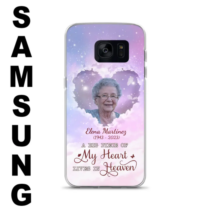 Custom Personalized Memorial Photo Phone Case - Memorial Gift For Family Member - Upload Photo - Case For iPhone/Samsung - A Big Piece Of My Heart Lives In Heaven