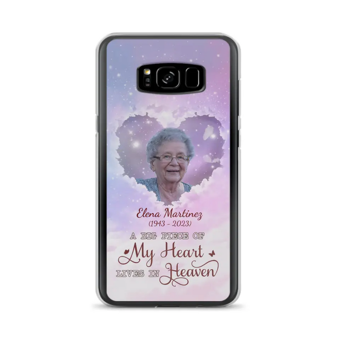 Custom Personalized Memorial Photo Phone Case - Memorial Gift For Family Member - Upload Photo - Case For iPhone/Samsung - A Big Piece Of My Heart Lives In Heaven