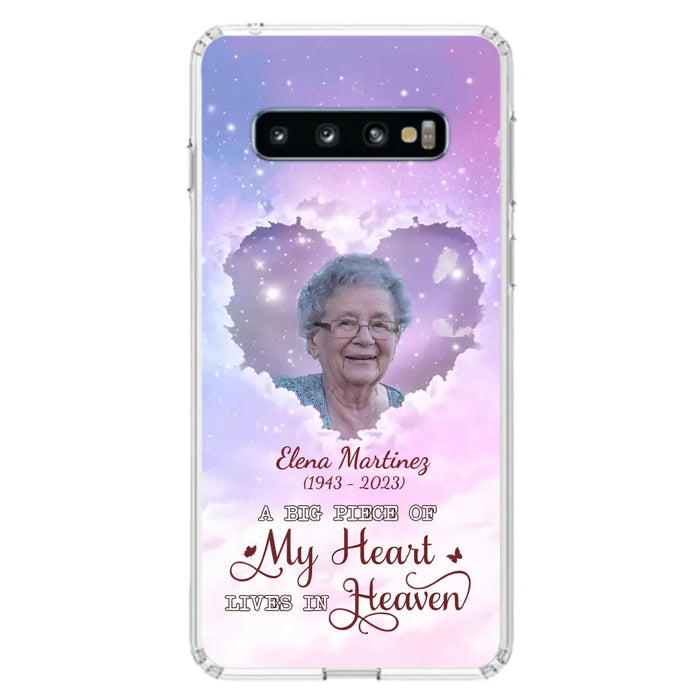 Custom Personalized Memorial Photo Phone Case - Memorial Gift For Family Member - Upload Photo - Case For iPhone/Samsung - A Big Piece Of My Heart Lives In Heaven