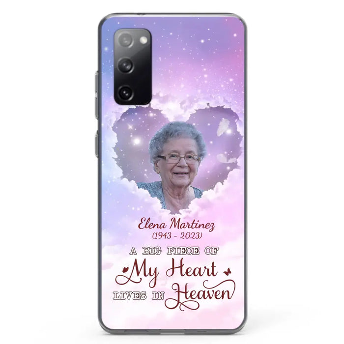 Custom Personalized Memorial Photo Phone Case - Memorial Gift For Family Member - Upload Photo - Case For iPhone/Samsung - A Big Piece Of My Heart Lives In Heaven