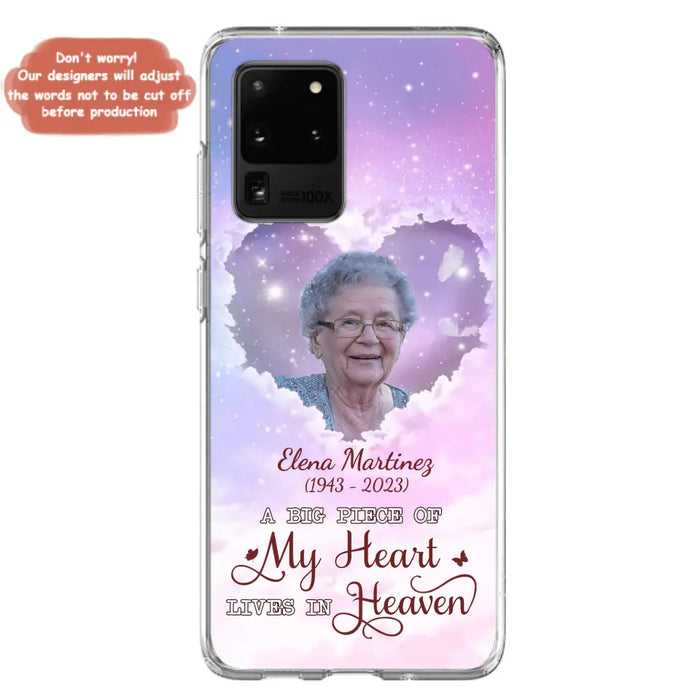 Custom Personalized Memorial Photo Phone Case - Memorial Gift For Family Member - Upload Photo - Case For iPhone/Samsung - A Big Piece Of My Heart Lives In Heaven