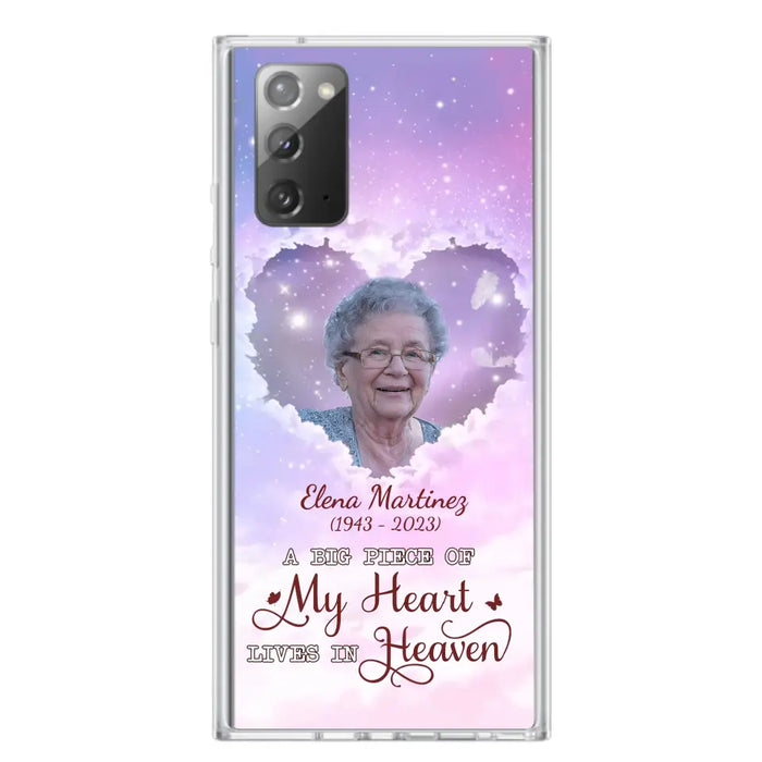 Custom Personalized Memorial Photo Phone Case - Memorial Gift For Family Member - Upload Photo - Case For iPhone/Samsung - A Big Piece Of My Heart Lives In Heaven