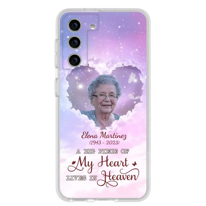 Custom Personalized Memorial Photo Phone Case - Memorial Gift For Family Member - Upload Photo - Case For iPhone/Samsung - A Big Piece Of My Heart Lives In Heaven