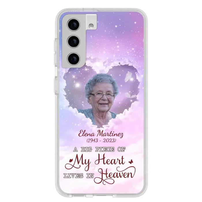 Custom Personalized Memorial Photo Phone Case - Memorial Gift For Family Member - Upload Photo - Case For iPhone/Samsung - A Big Piece Of My Heart Lives In Heaven