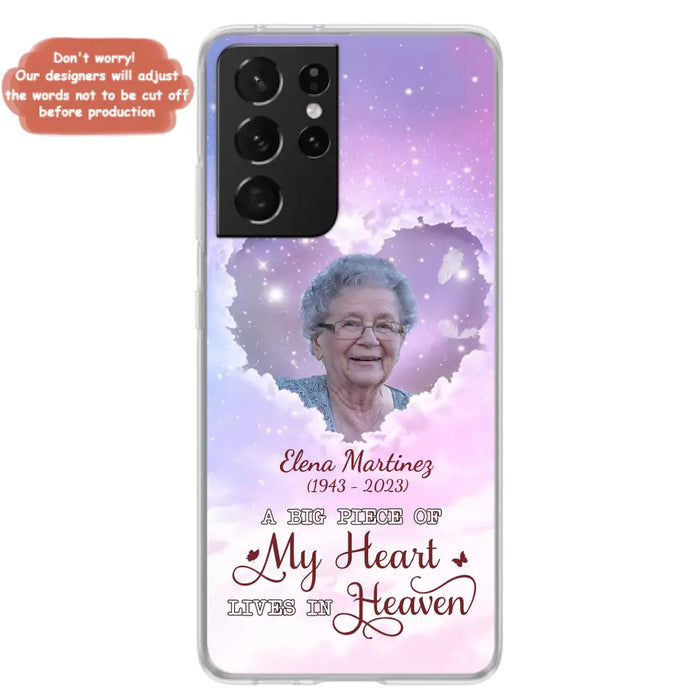 Custom Personalized Memorial Photo Phone Case - Memorial Gift For Family Member - Upload Photo - Case For iPhone/Samsung - A Big Piece Of My Heart Lives In Heaven