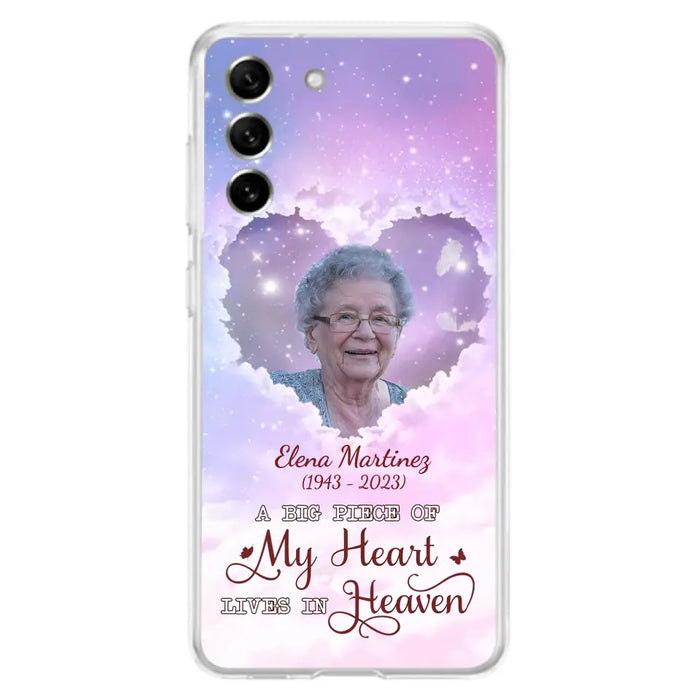 Custom Personalized Memorial Photo Phone Case - Memorial Gift For Family Member - Upload Photo - Case For iPhone/Samsung - A Big Piece Of My Heart Lives In Heaven