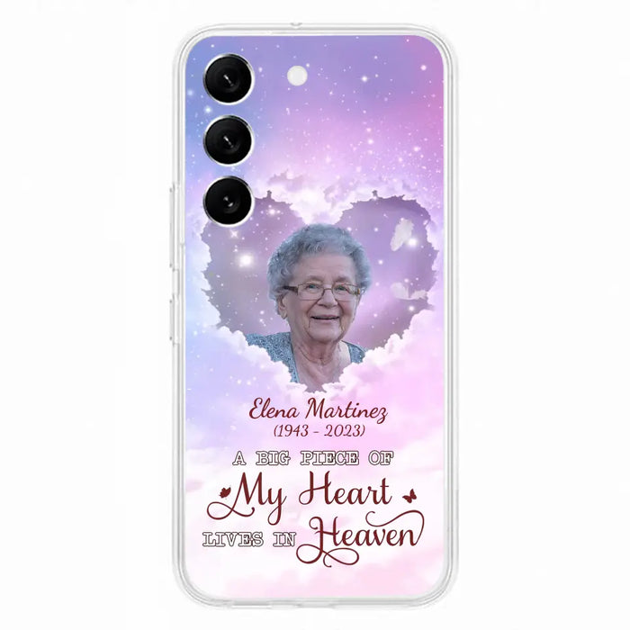 Custom Personalized Memorial Photo Phone Case - Memorial Gift For Family Member - Upload Photo - Case For iPhone/Samsung - A Big Piece Of My Heart Lives In Heaven