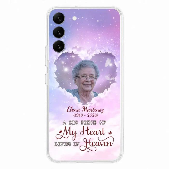 Custom Personalized Memorial Photo Phone Case - Memorial Gift For Family Member - Upload Photo - Case For iPhone/Samsung - A Big Piece Of My Heart Lives In Heaven